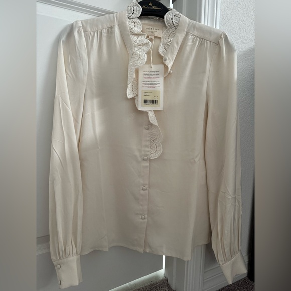 NWT Sezane Ecru Chloe Silk shirt from 2020 - Picture 4 of 7